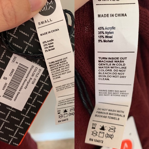 Vimmia Shavasana Reversible Burgundy Sweater Size S NWT - Picture 7 of 8